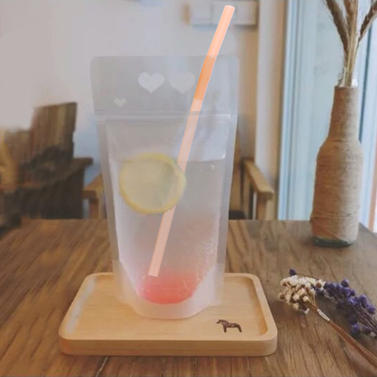 Tea Coffee Set Up - 20Pcs Plastic Drinking Bags Clear Leakproof