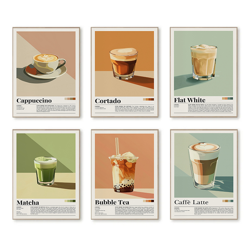Coffee Tea Picture - Vintage Coffee Beverage Posters Bubble Tea
