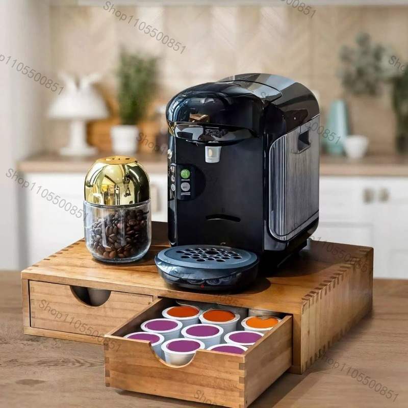 Tea Coffee Set Up - Wooden drawer Coffee storage box Pull-up