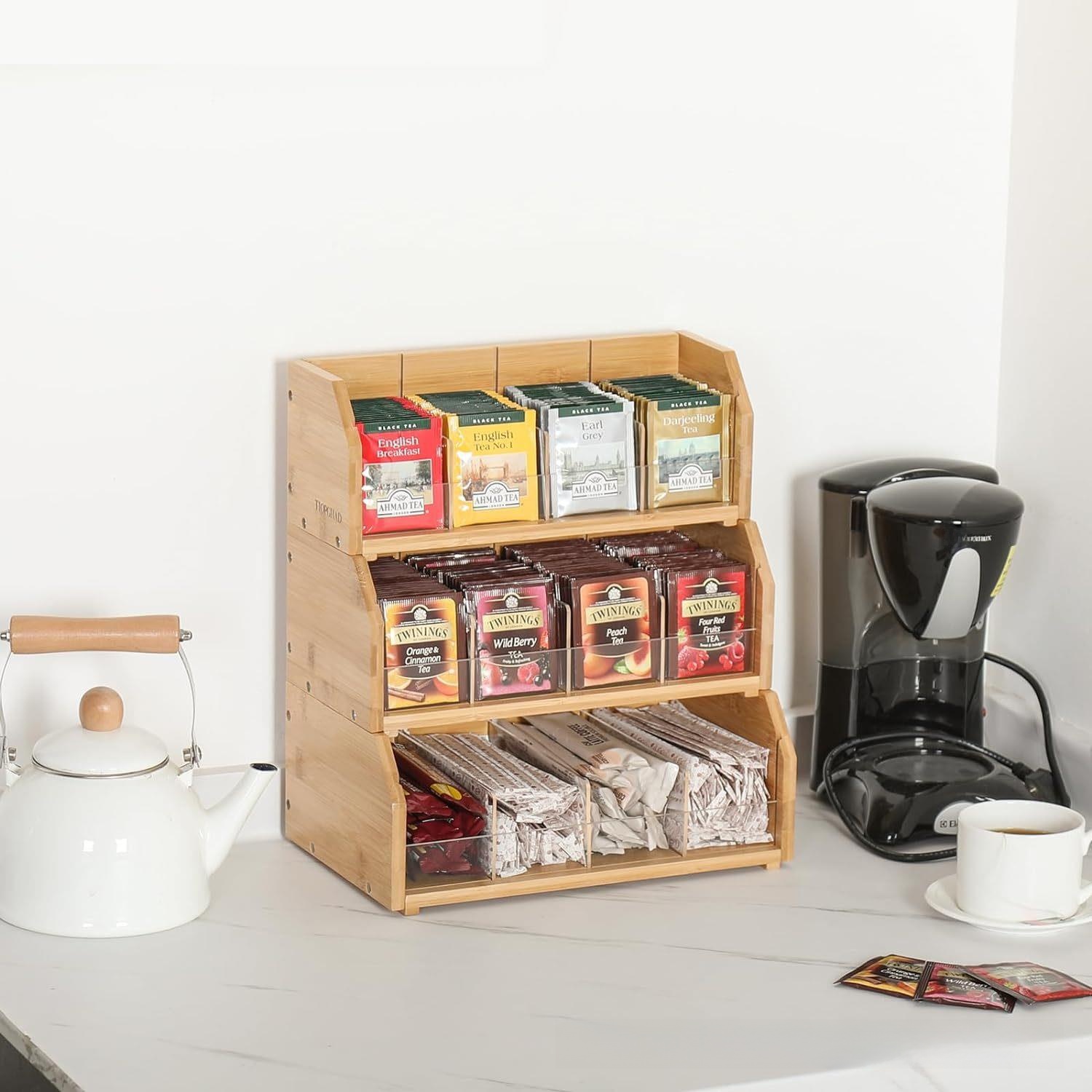 Coffee Tea Room - Bamboo Tea Bag Storage Box Three-layer