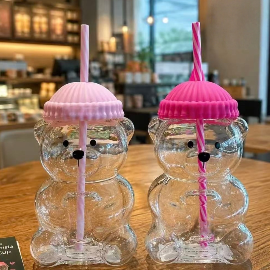 Bk Bear Shaped Glass Straw Cup - Coffee Tea Shop review and price