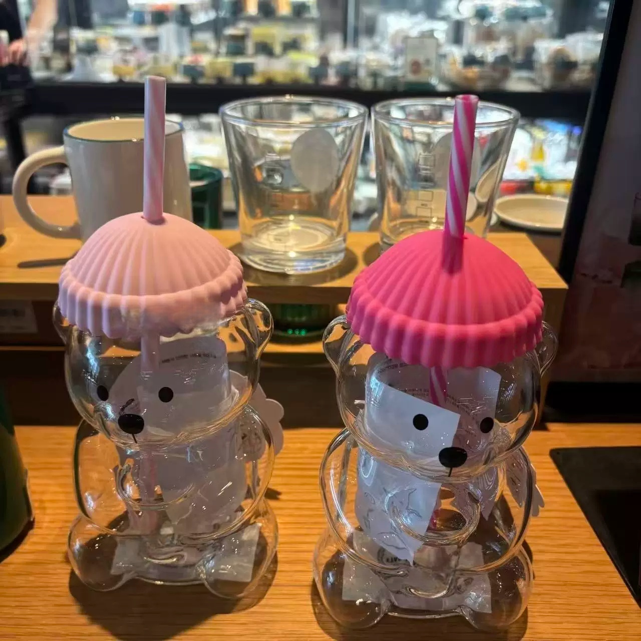 Bk Bear Shaped Glass Straw Cup - Coffee Tea Shop review and price