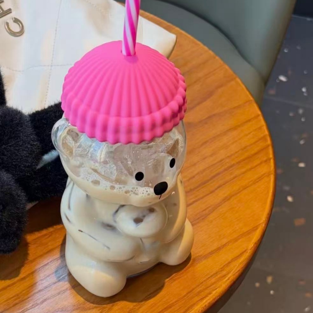 Bk Bear Shaped Glass Straw Cup - Coffee Tea Shop review and price