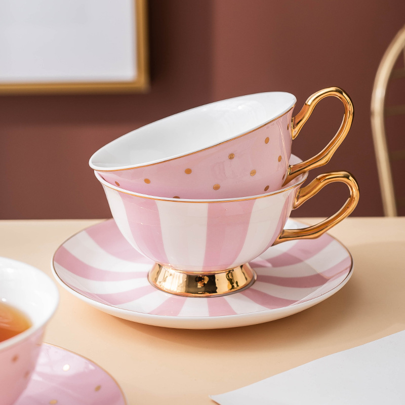 Ceramic Pink Coffee Mugs with  - Coffee Tea Set review and price