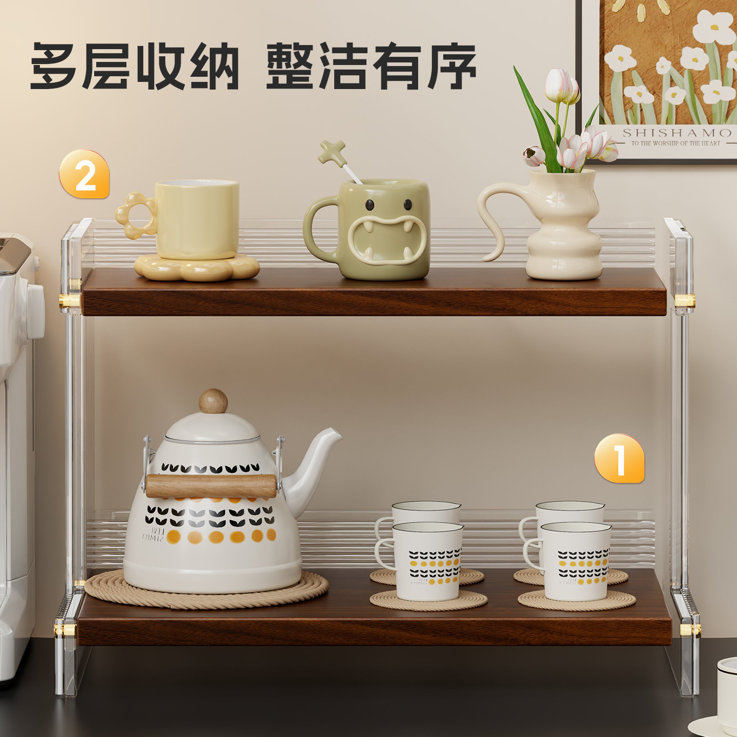 Desktop cup storage rack Count - Tea Coffee Set Up review and price