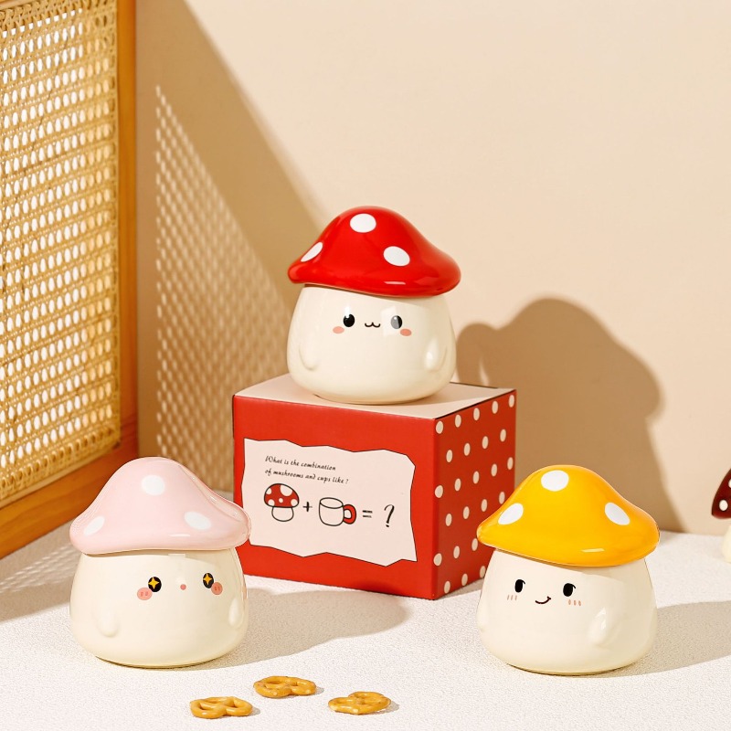 Mushroom Ceramic Mug with Lid  - Coffee Tea Latte review and price