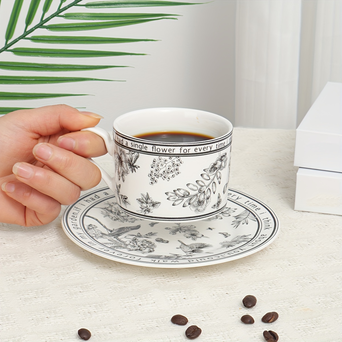 1 set Tea Cups and Saucers, Ca - Coffee Tea Latte review and price