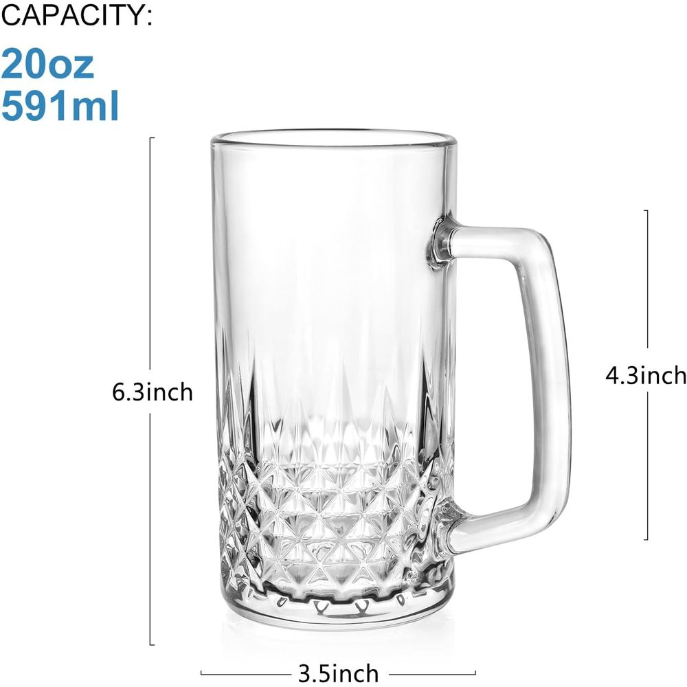 20 oz Heavy Glass Mugs Set of  - Coffee Tea Gift review and price